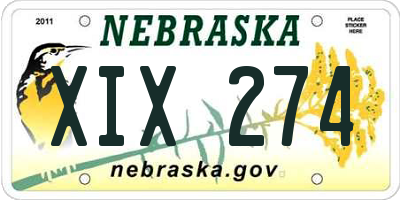 NE license plate XIX274