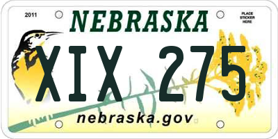 NE license plate XIX275