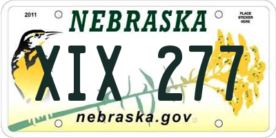 NE license plate XIX277