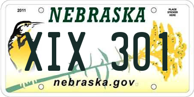 NE license plate XIX301
