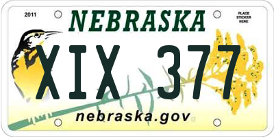 NE license plate XIX377