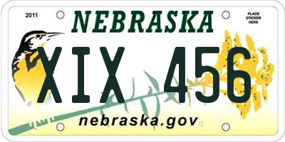 NE license plate XIX456