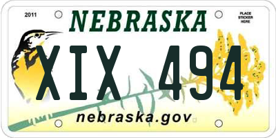 NE license plate XIX494