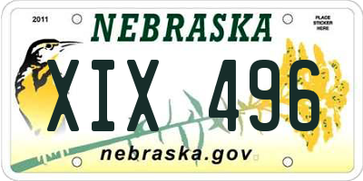 NE license plate XIX496