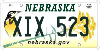 NE license plate XIX523