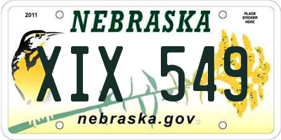 NE license plate XIX549
