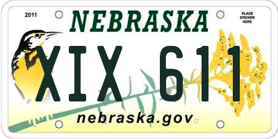 NE license plate XIX611