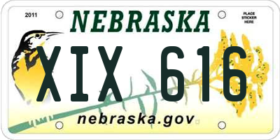 NE license plate XIX616