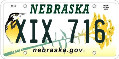 NE license plate XIX716
