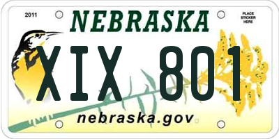 NE license plate XIX801