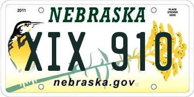 NE license plate XIX910