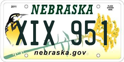 NE license plate XIX951
