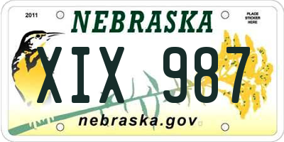 NE license plate XIX987