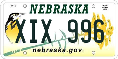NE license plate XIX996