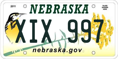 NE license plate XIX997