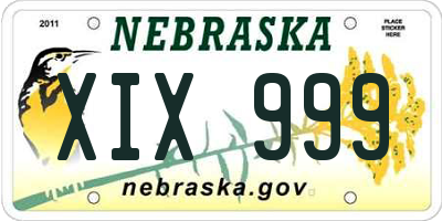 NE license plate XIX999