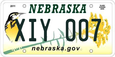 NE license plate XIY007