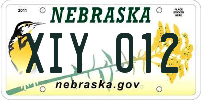 NE license plate XIY012
