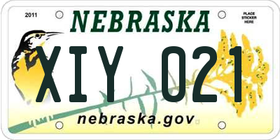 NE license plate XIY021