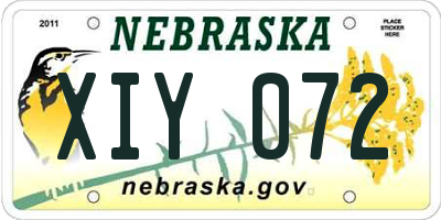 NE license plate XIY072