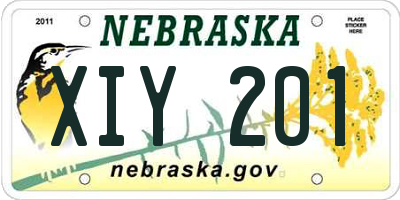 NE license plate XIY201