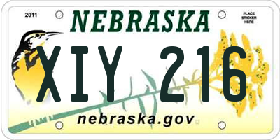 NE license plate XIY216