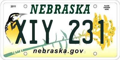 NE license plate XIY231
