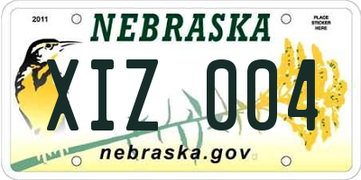 NE license plate XIZ004