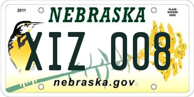 NE license plate XIZ008