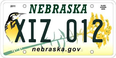 NE license plate XIZ012