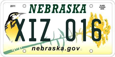 NE license plate XIZ016