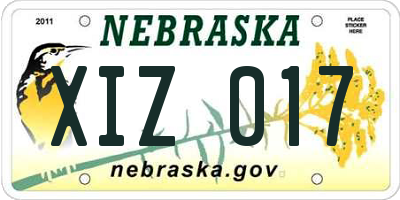 NE license plate XIZ017
