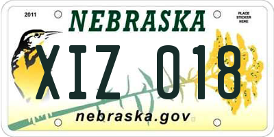NE license plate XIZ018