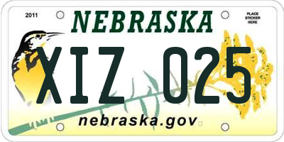 NE license plate XIZ025