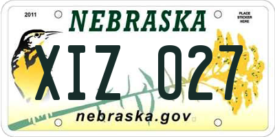NE license plate XIZ027