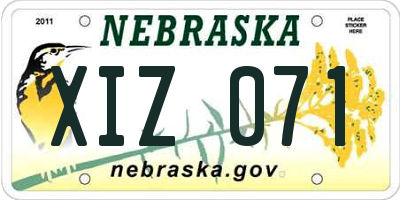 NE license plate XIZ071