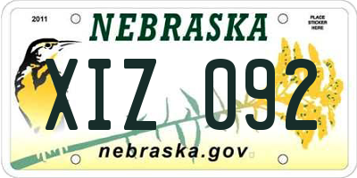 NE license plate XIZ092
