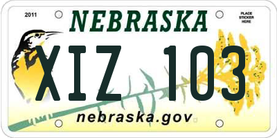 NE license plate XIZ103