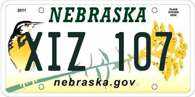 NE license plate XIZ107