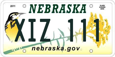NE license plate XIZ111