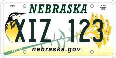 NE license plate XIZ123