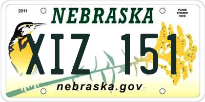NE license plate XIZ151