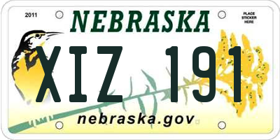 NE license plate XIZ191
