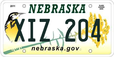 NE license plate XIZ204