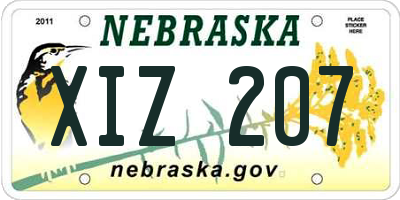 NE license plate XIZ207