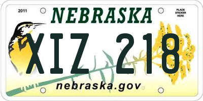 NE license plate XIZ218