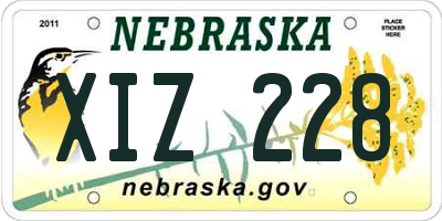 NE license plate XIZ228