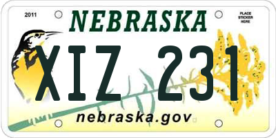 NE license plate XIZ231