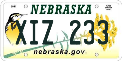 NE license plate XIZ233