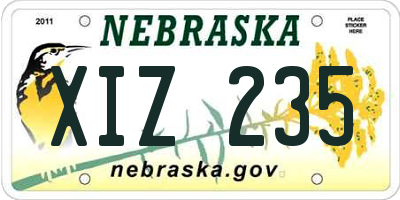 NE license plate XIZ235